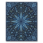 Midnight Blue Star Floral Vine Rug
