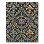 Ornate Gold Royal Crown Damask Rug