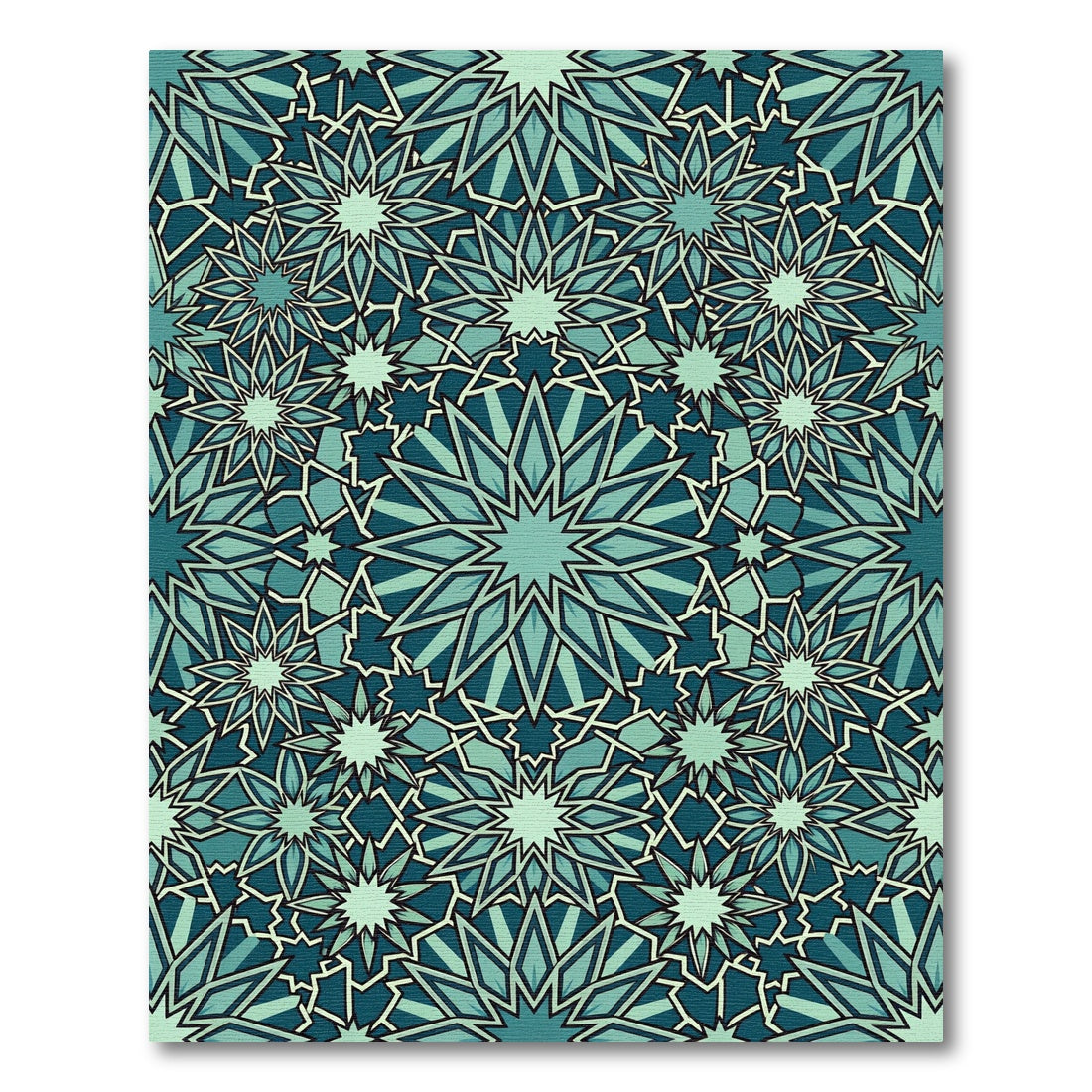 Teal Geometric Starburst Mosaic Rug