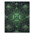 Neon Green Cyber Circuit Grid Rug