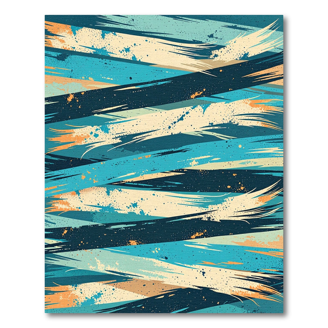 Abstract Teal and Ochre Brushstrokes Rug
