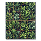 Lush Green Botanical Trellis Grid Rug