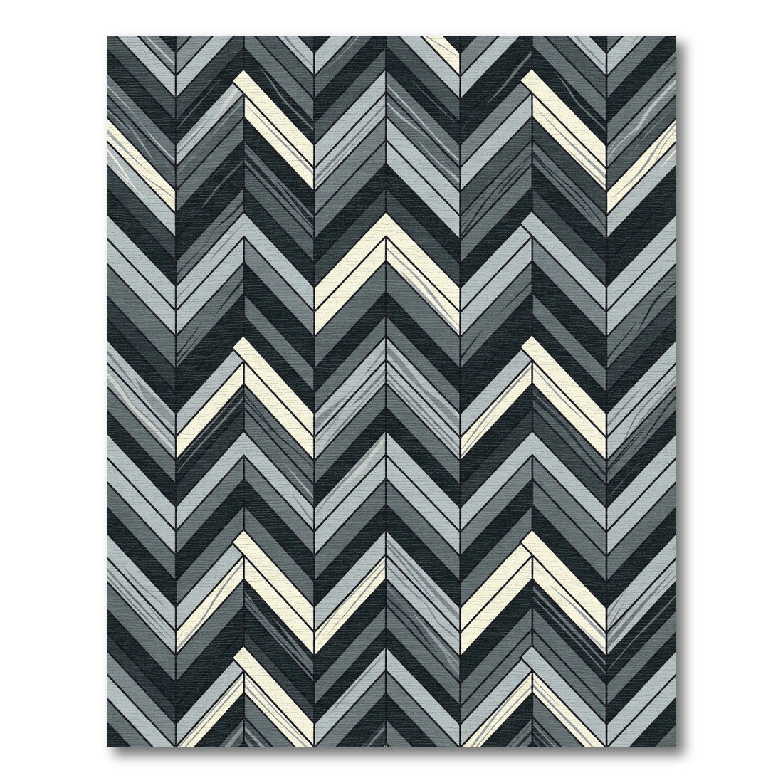 Monochromatic Herringbone Chevron Zigzag Area Rug