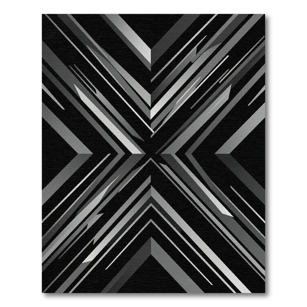 Monochrome Sharp Geometric Angular X Composition Rug