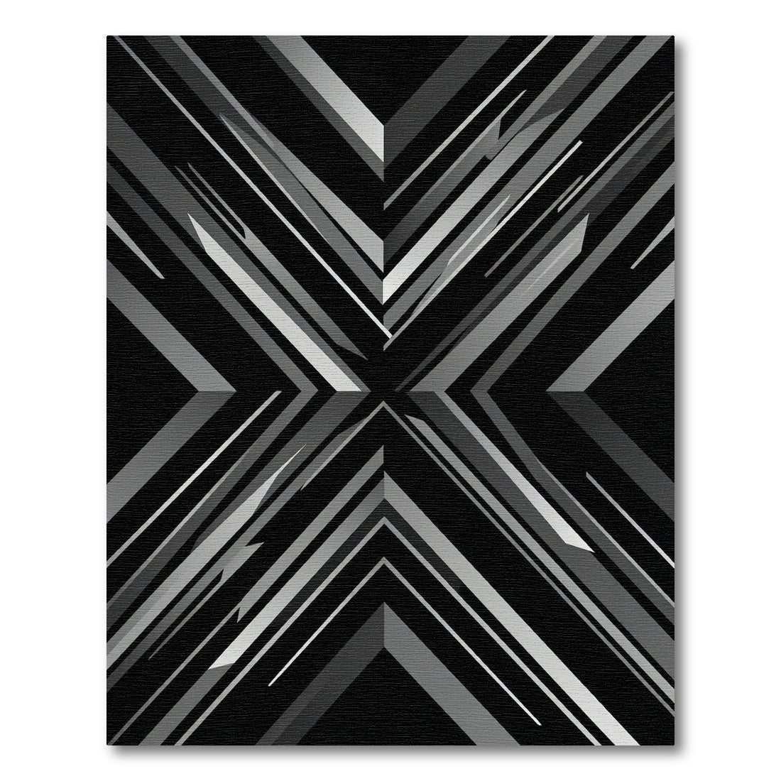 Monochrome Sharp Geometric Angular X Composition Rug