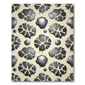 Black Petal Blobs Cream Background Rug