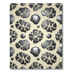 Black Petal Blobs Cream Background Rug