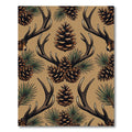 Rustic Deer Antler Pinecone Woodland Rug