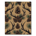 Rustic Deer Antler Pinecone Woodland Rug