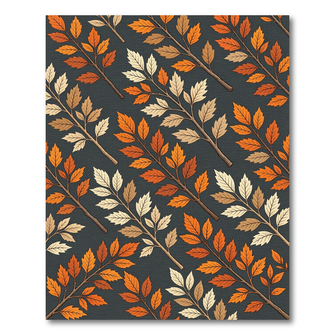 Autumnal Orange Foliage Branch Botanical Rug