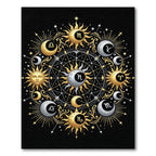 Golden Celestial Sun Moon Zodiac Rug