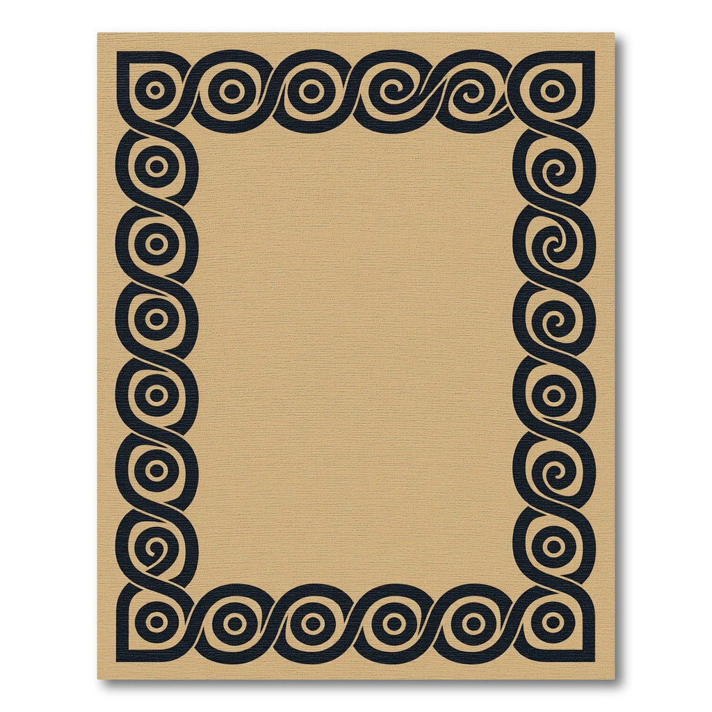 Bold Black Continuous Swirl Border Rug
