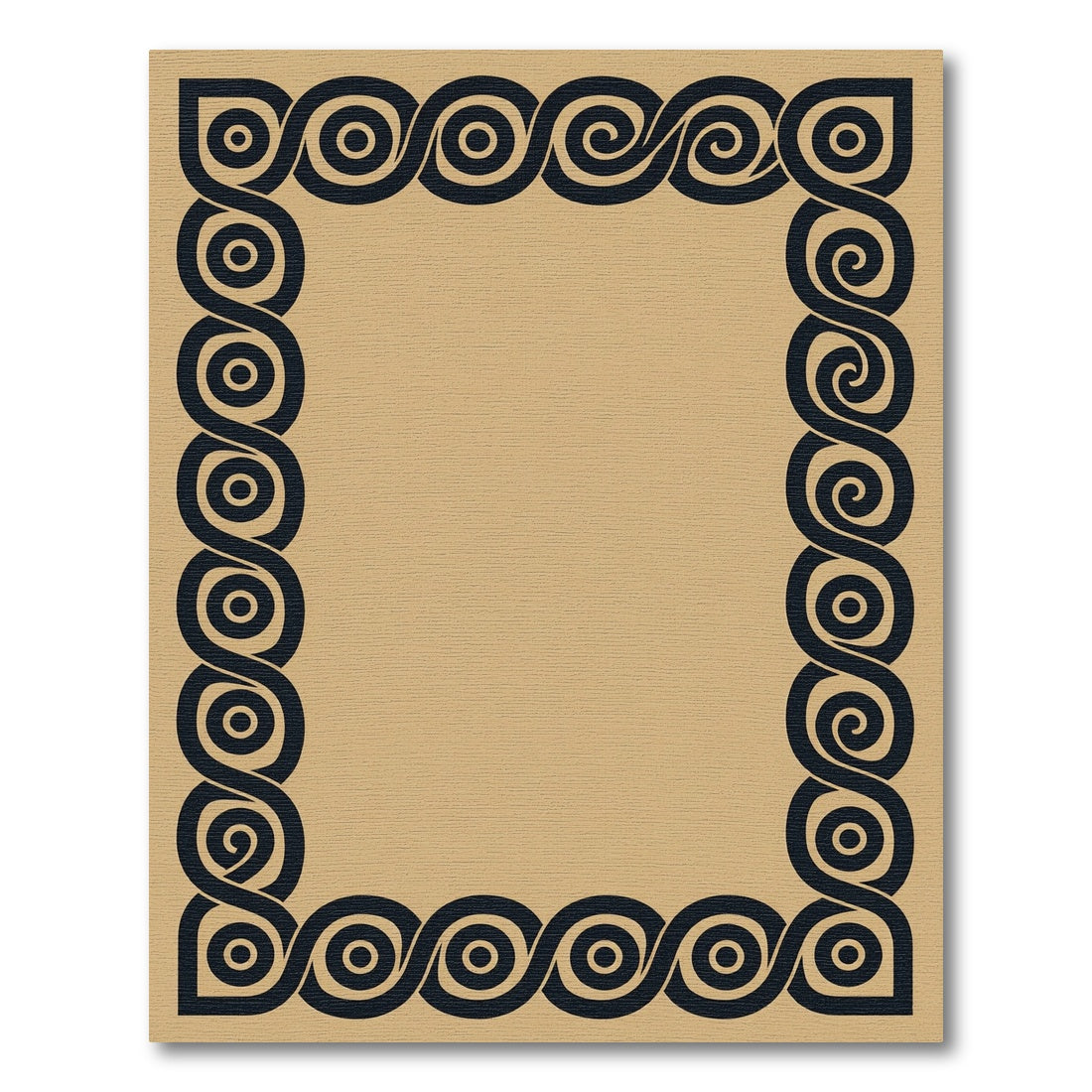 Bold Black Continuous Swirl Border Rug