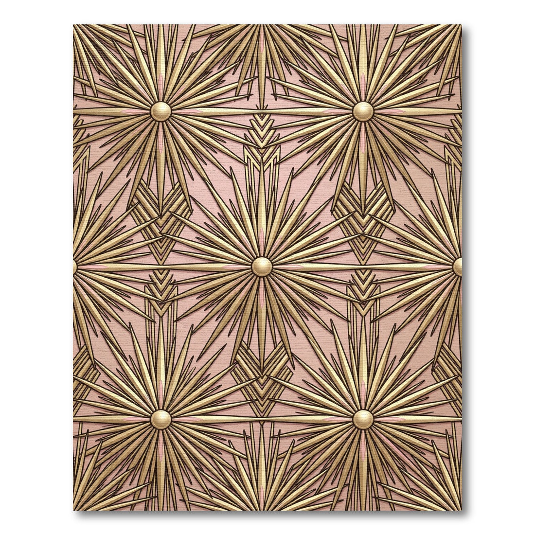 Golden Starburst Art Deco Blush Rug