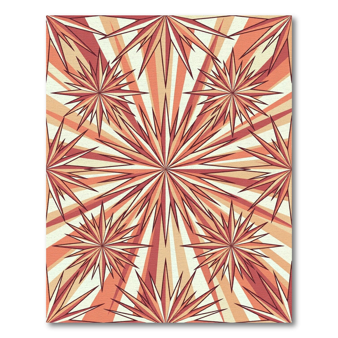 Coral Burst Starburst Radiating Rug