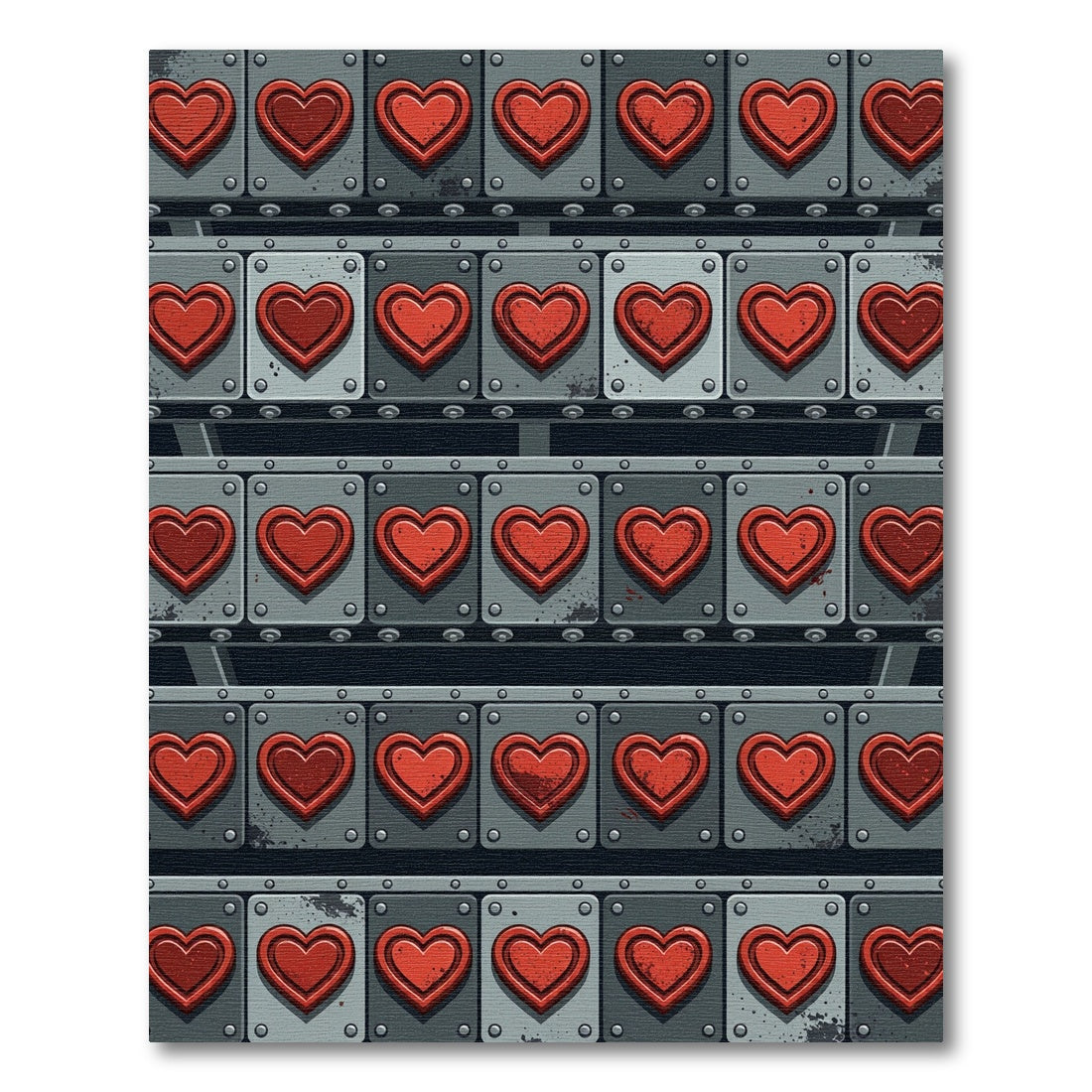Red Heart Geometric Panel Rug
