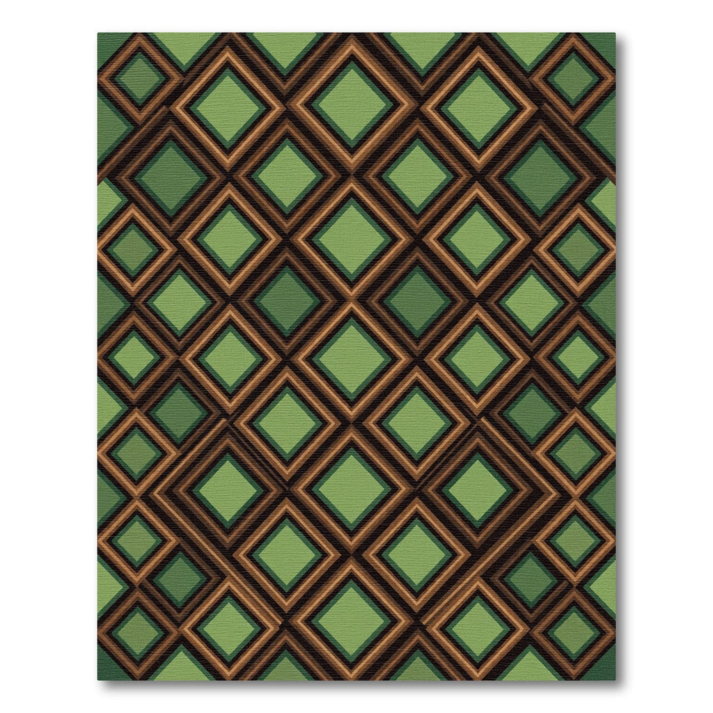 Elegant Olive Green Geometric Diamond Rug
