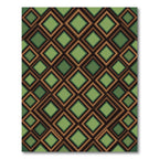 Elegant Olive Green Geometric Diamond Rug
