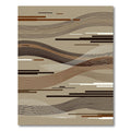 Modern Abstract Wavy Linear Earth Tone Rug