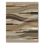 Modern Abstract Wavy Linear Earth Tone Rug