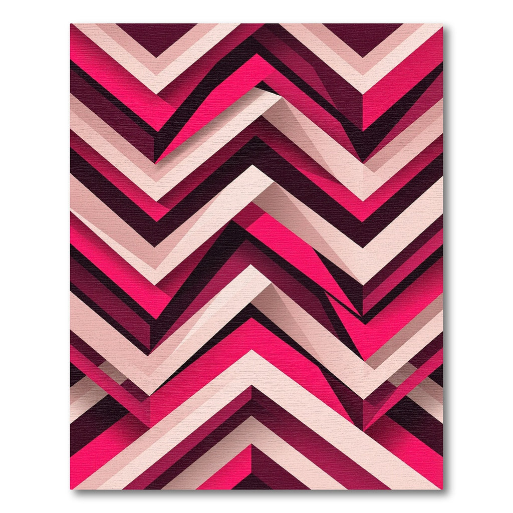 Modern Magenta Chevron Geometric Art Rug