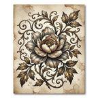 Antique Golden Floral Scroll Rug