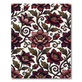 Dark Crimson Floral Scroll Botanical Rug
