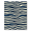 Navy Blue Cream Wavy Zebra Stripes Rug