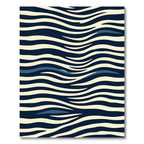 Navy Blue Cream Wavy Zebra Stripes Rug