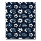 Navy Blue Soccer Sports Icon Rug