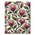 Pink Magnolia Branch Botanical Illustration Redesign Rug