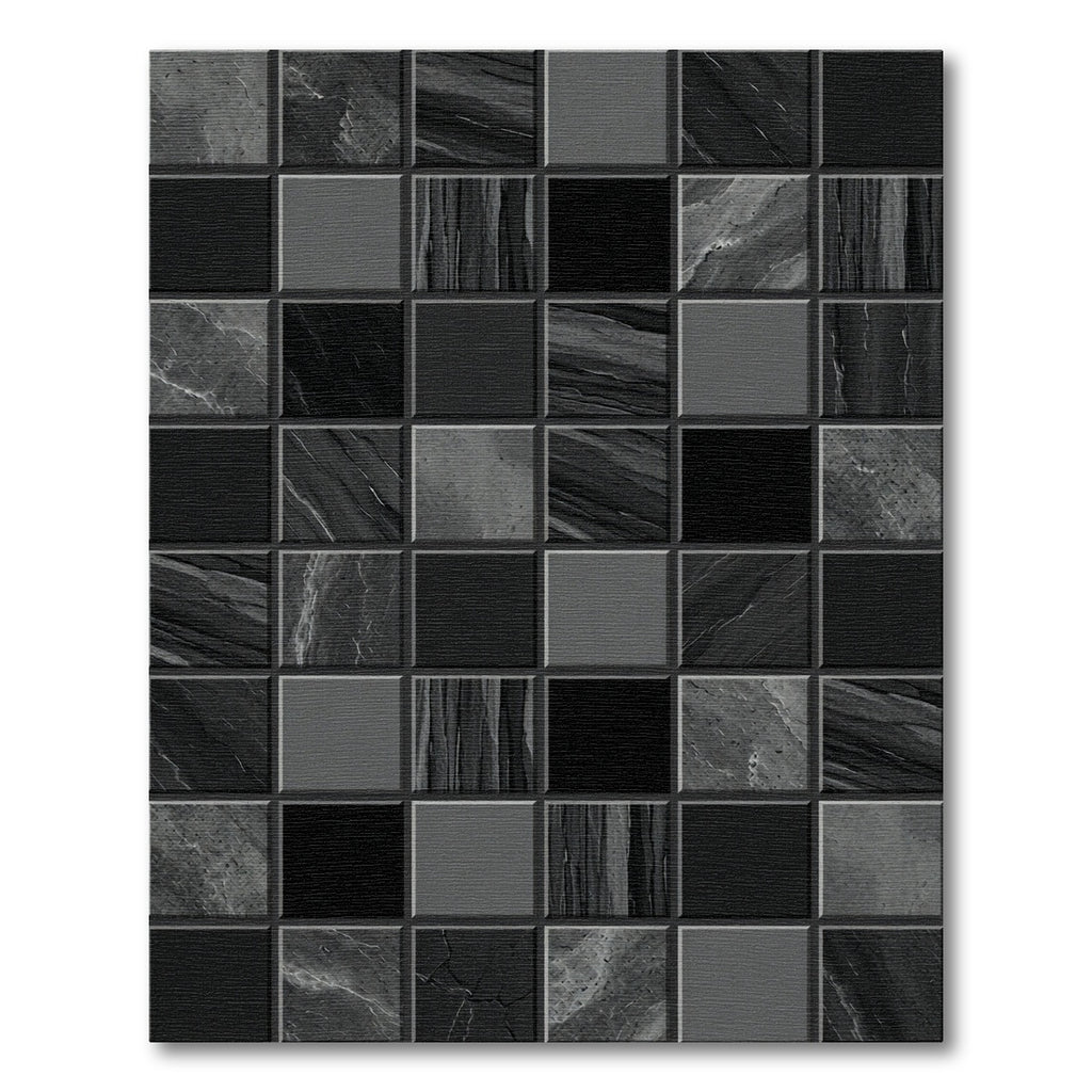 Monochrome Geometric Square Mosaic Abstract Rug