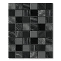 Monochrome Geometric Square Mosaic Abstract Rug