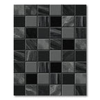 Monochrome Geometric Square Mosaic Abstract Rug