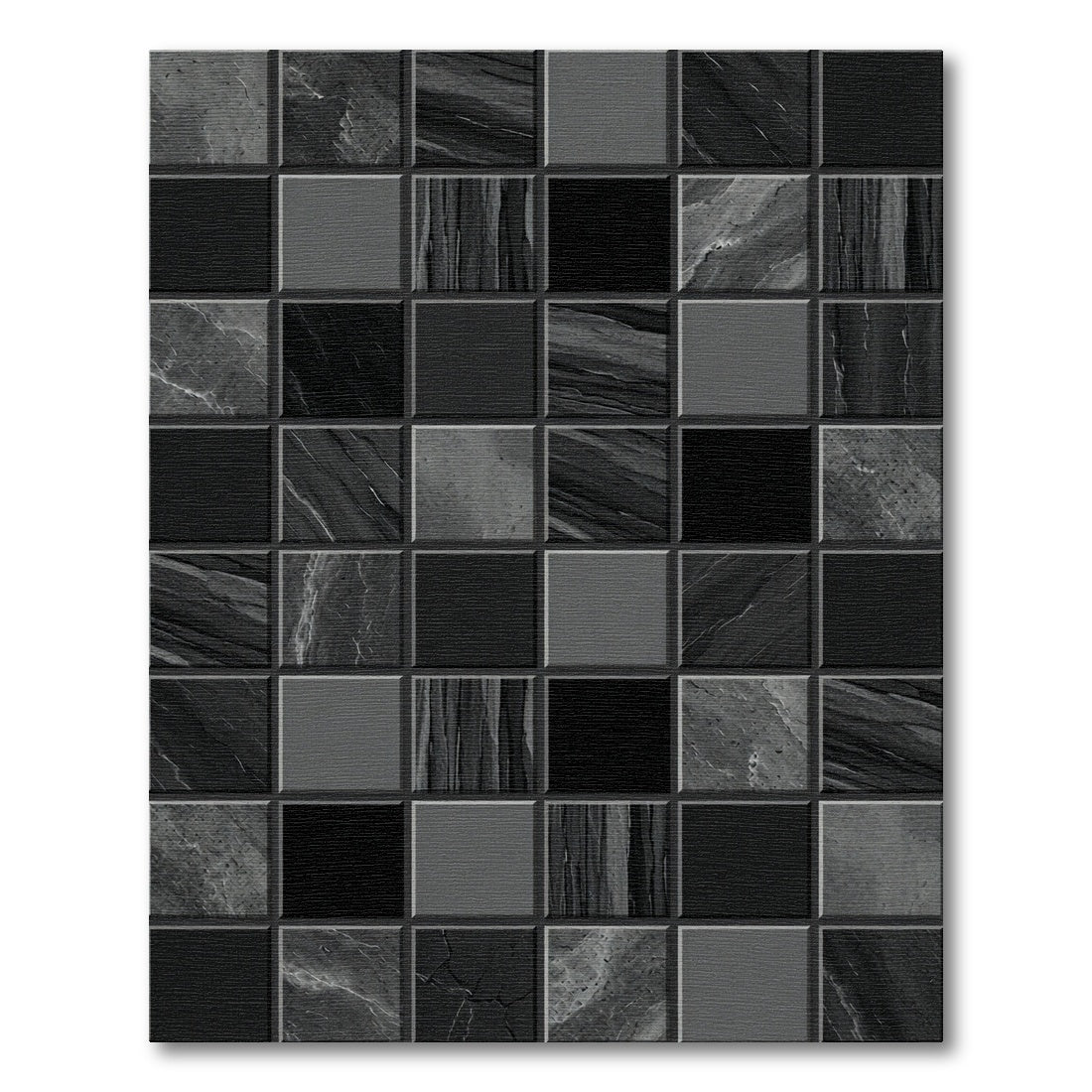 Monochrome Geometric Square Mosaic Abstract Rug