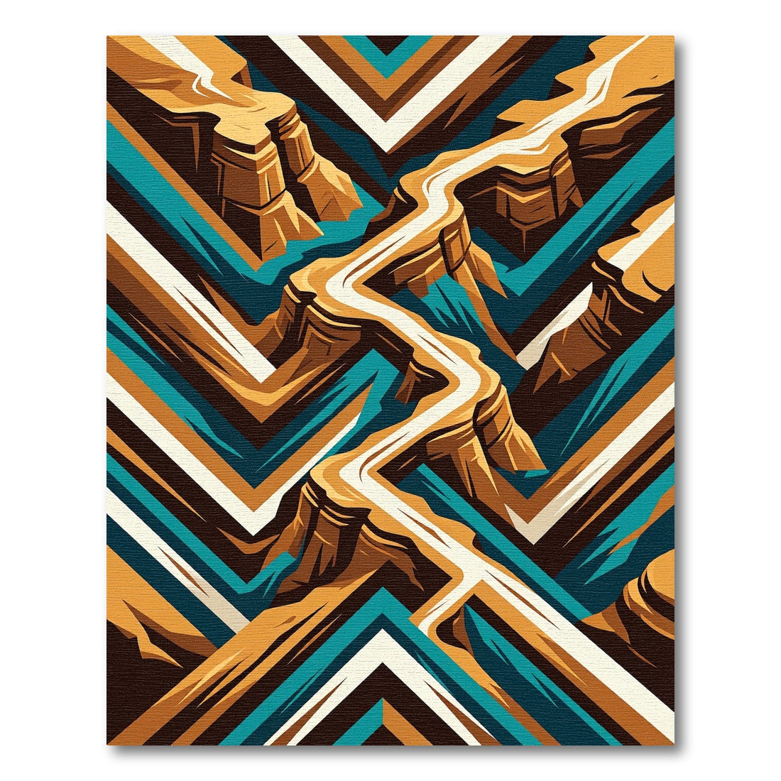 Abstract Canyon Terracotta Teal Geometric Rug