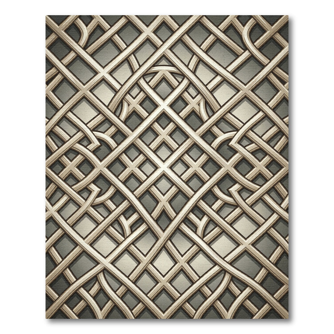 Intricate Lattice Geometric Net Rug