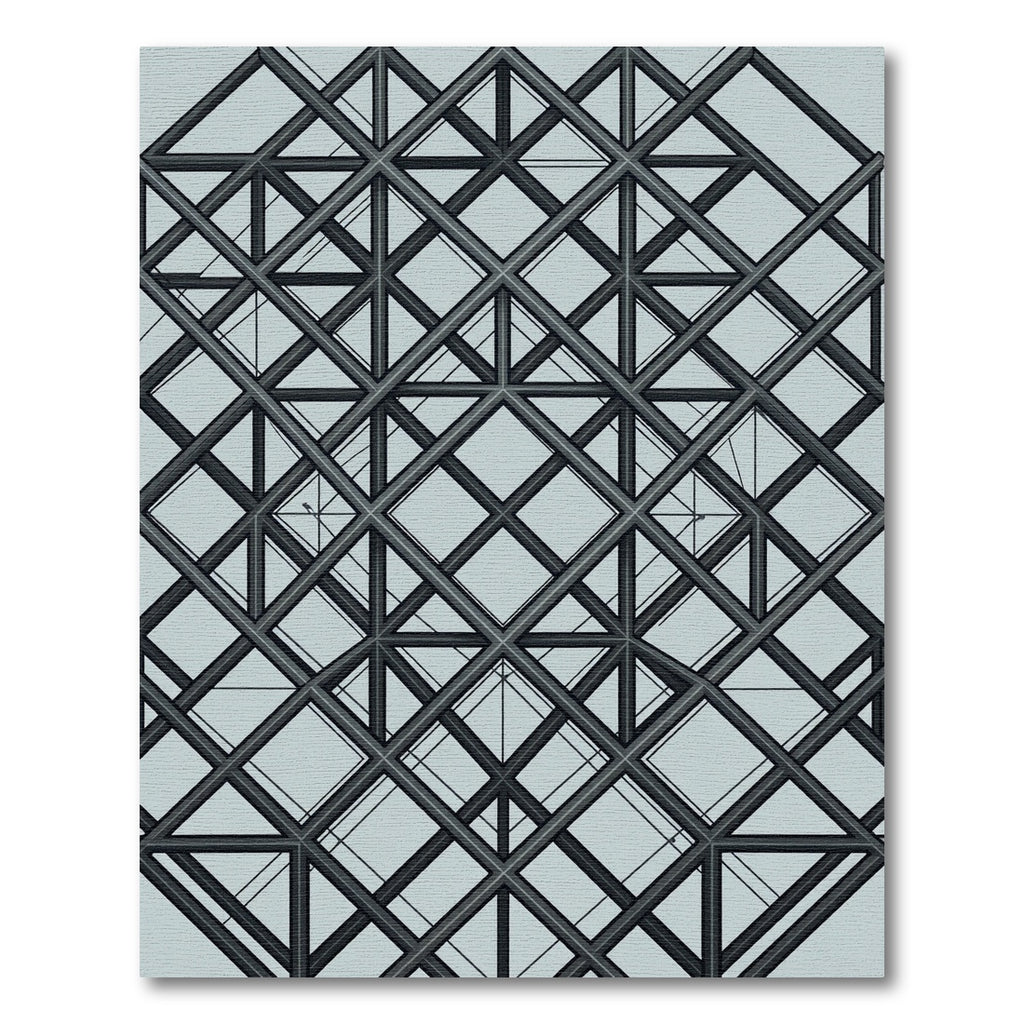 Industrial Steel Grey Geometric Lattice Rug