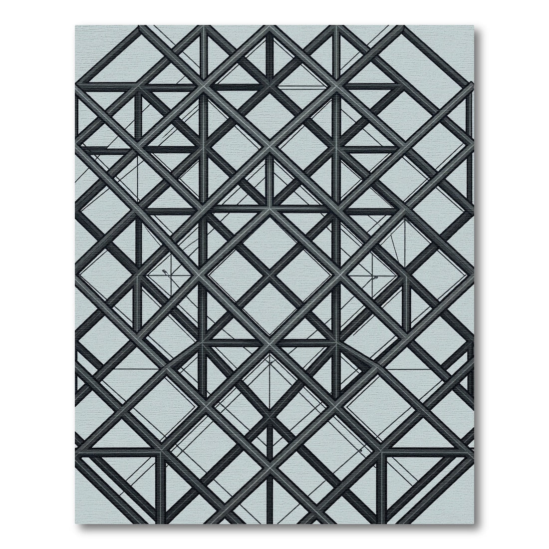Industrial Steel Grey Geometric Lattice Rug