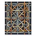 Gold Gray Intersecting Ornate Lattice Rug