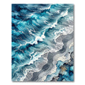 Abstract Blue Ocean Wave Coastal Landscape Rug