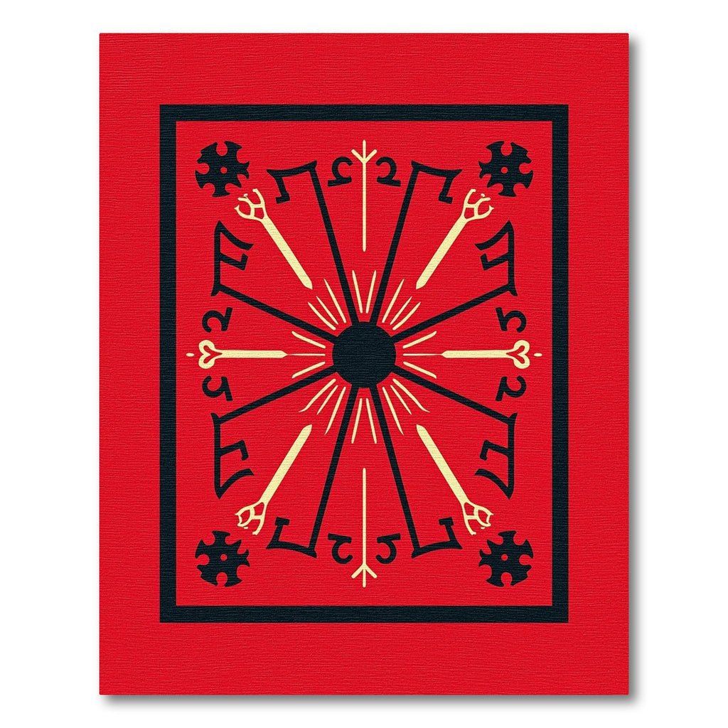 Crimson Sunburst Radial Medallion Rug