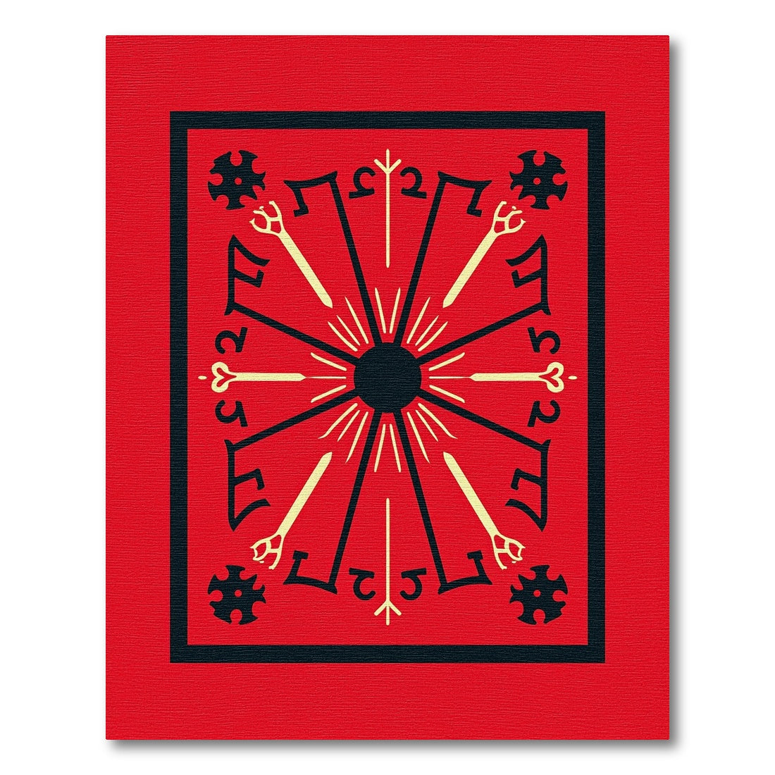Crimson Sunburst Radial Medallion Rug