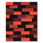 Crimson Offset Rectangles Stacked Rug