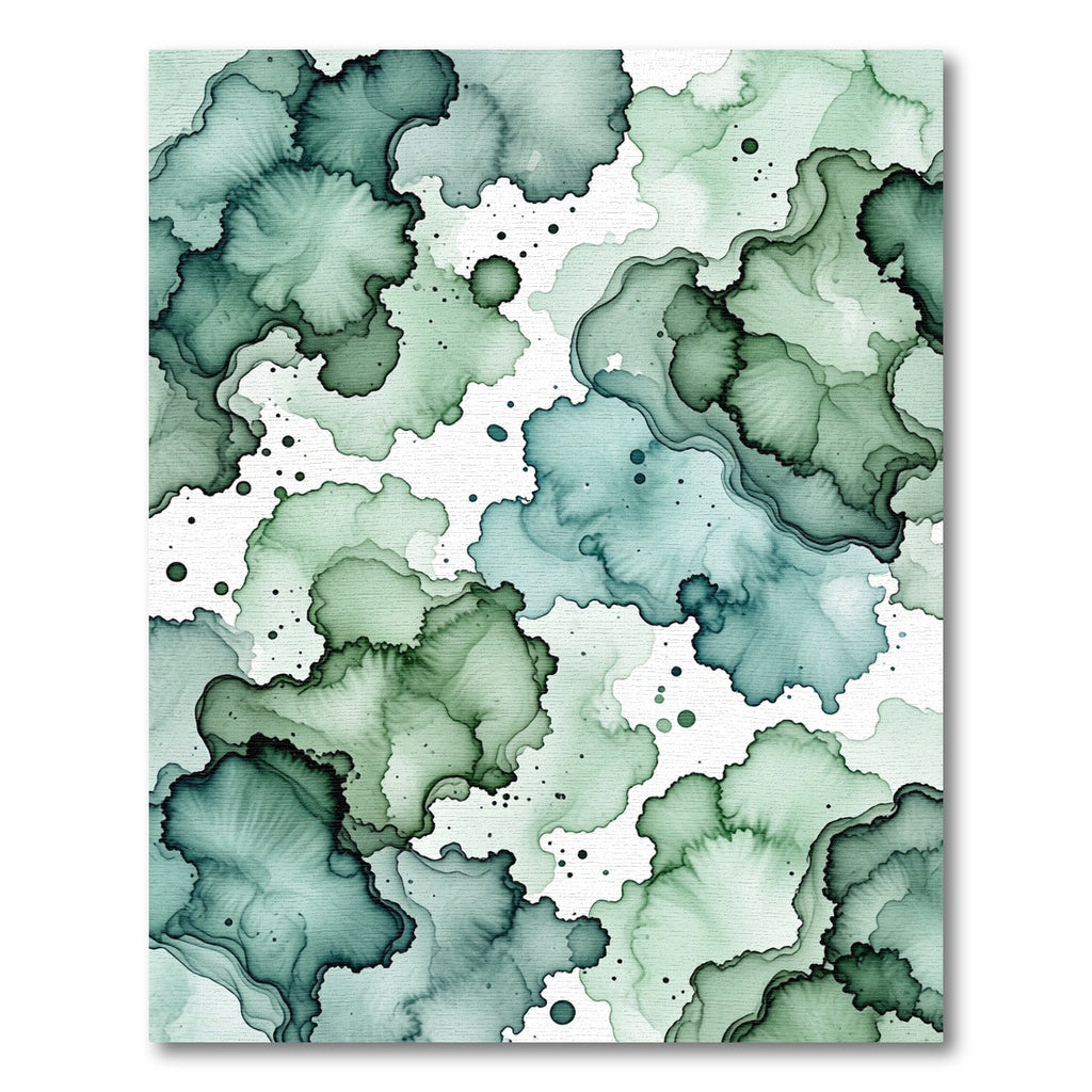 Teal Emerald Organic Ink Wash Rug