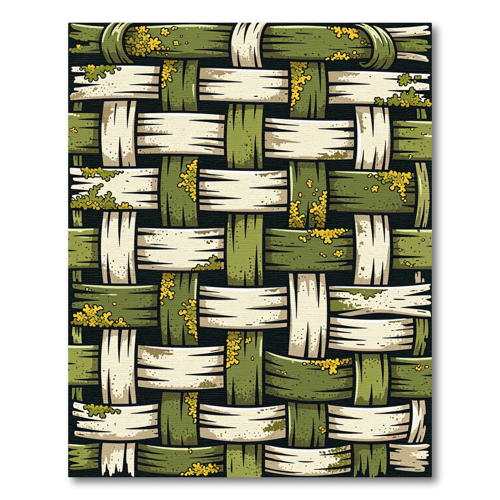 Earthy Moss Woven Textured Forest Grid Rug