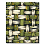 Earthy Moss Woven Textured Forest Grid Rug