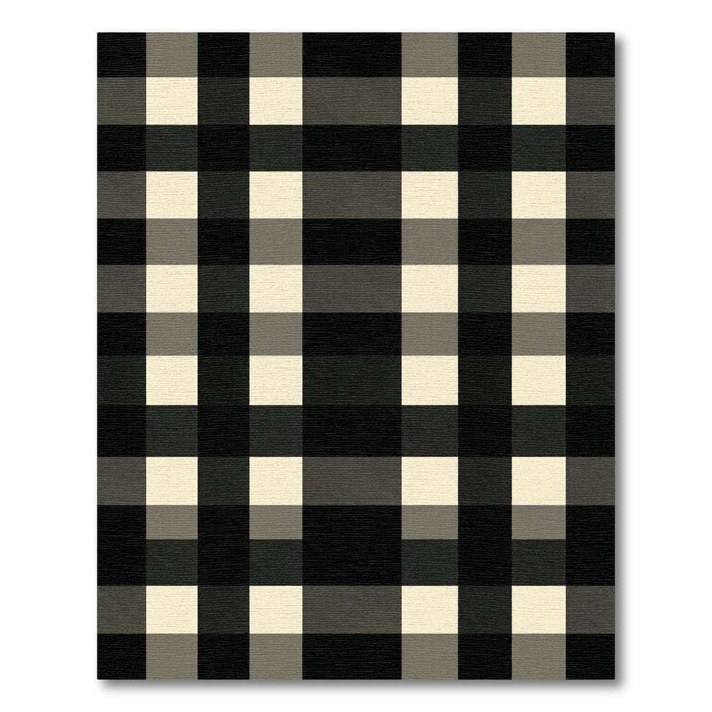 Modern Black and Cream Gingham Check Rug