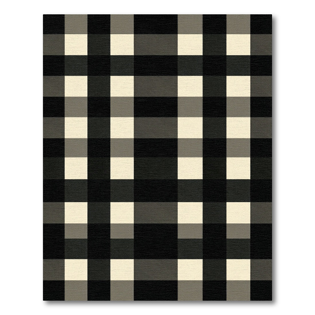 Modern Black and Cream Gingham Check Rug