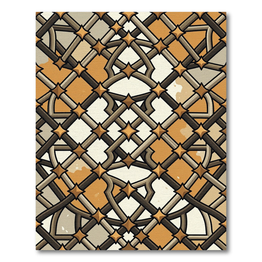 Metallic Bronze Lattice Geometric Overlay Rug